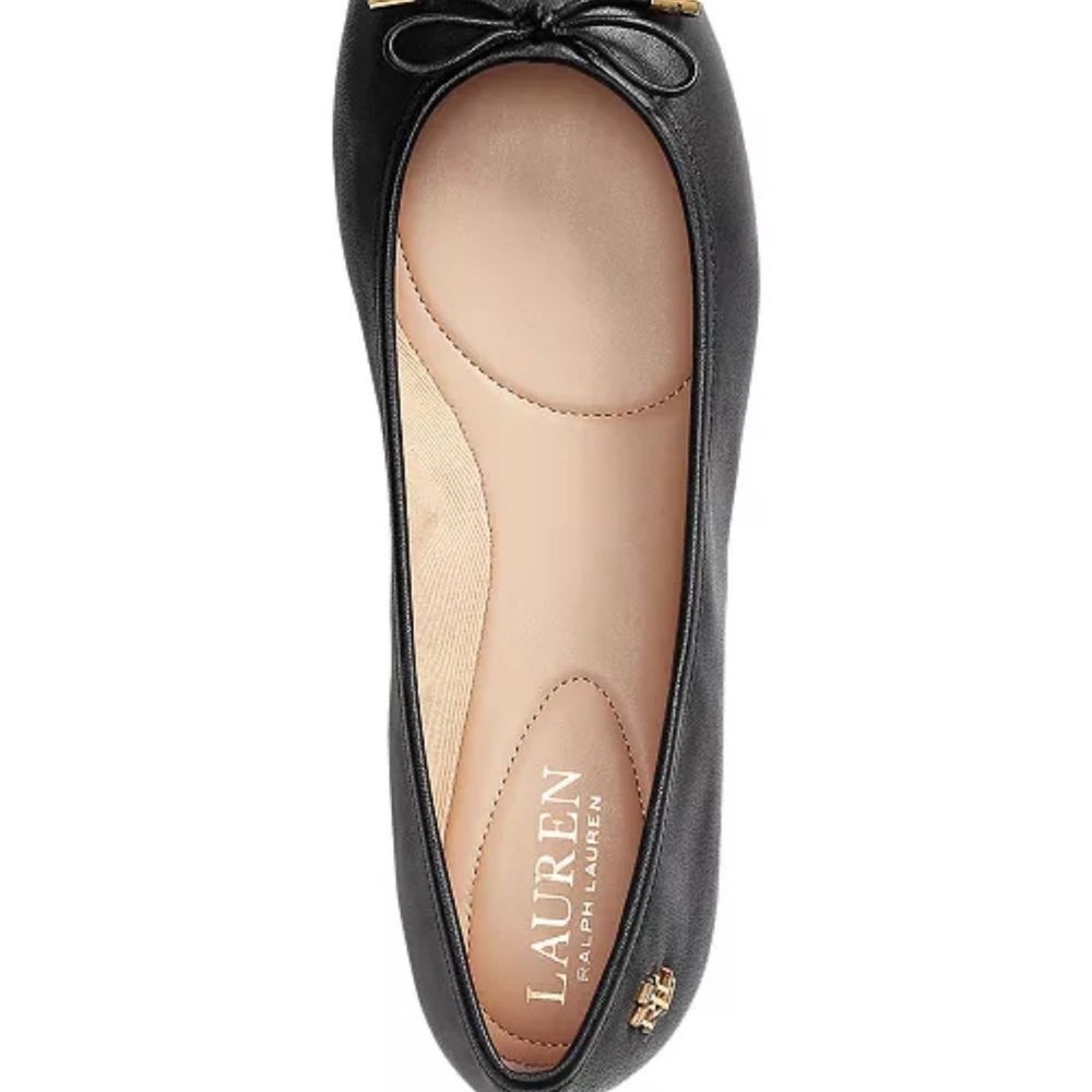 Lauren Ralph Lauren Black Ballet Flats - Jayna Leather Flat Color black size 9